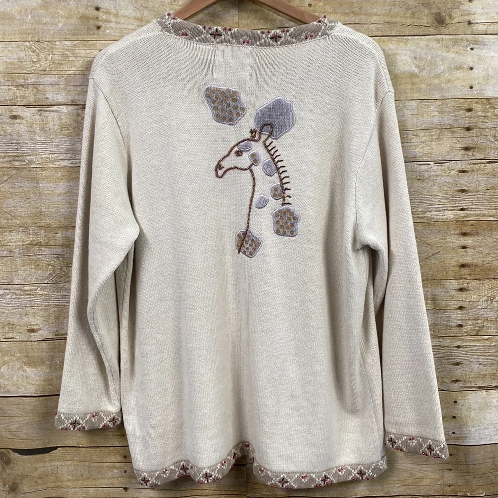 Vintage Storybook Knits cardigan sweater called Giraffe Language size large - Picture 8 of 11